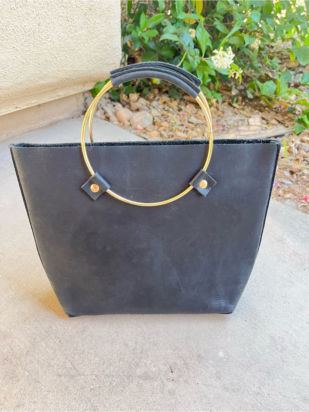 Anthropologie Tribe Alive black leather handbag